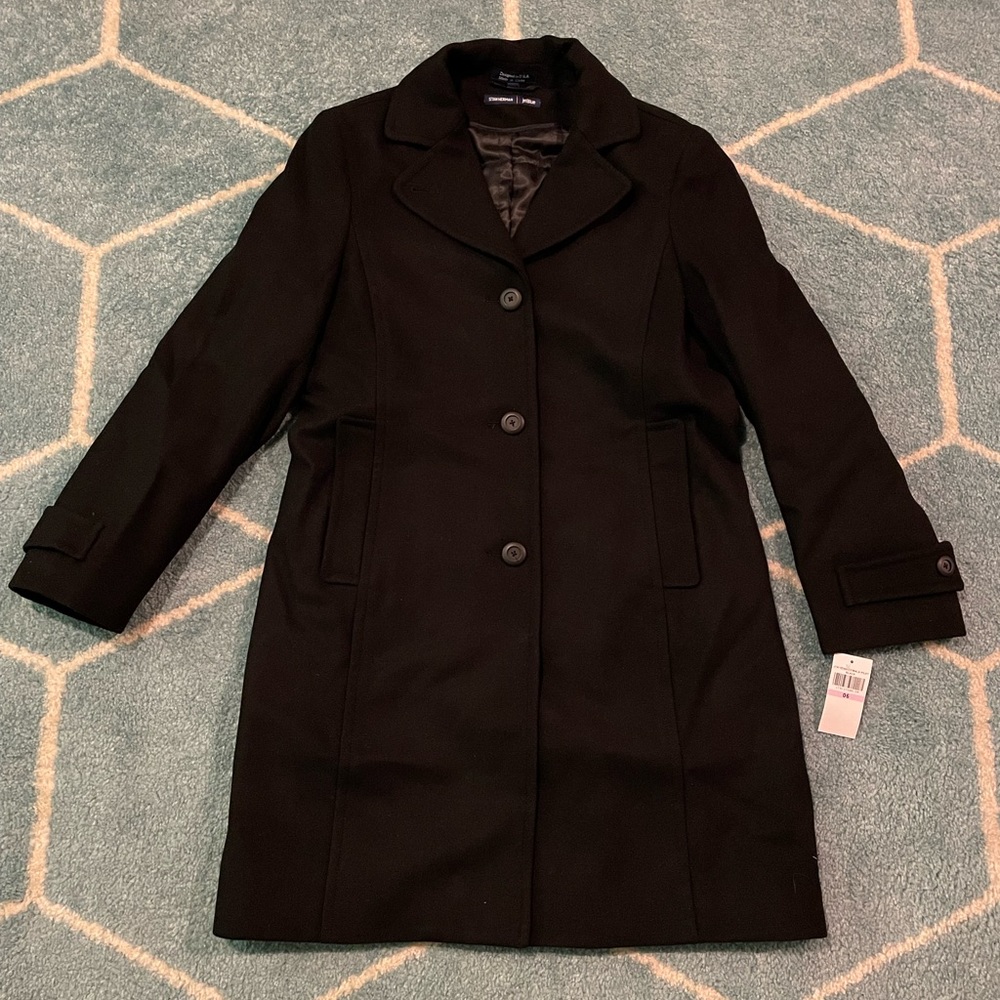 Stan Herman Wool Blend Coat Size 6 Black
